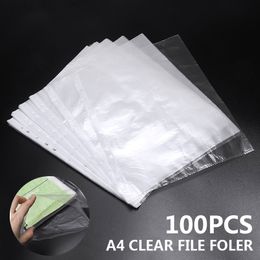 Other Office School Supplies 100PcsSet A4 Clear Folder 11 Holes Loose Leaf Transparent Paper Storage Bag Documents Sheet Protector Organiser Files 230816