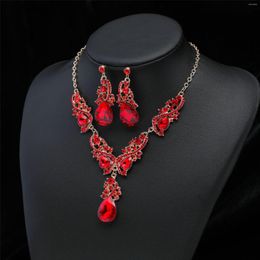Pendant Necklaces Fashion Jewellery Set Crystal Necklace Earrings Muslim Chain Choker Arab Islamic Waterdrop