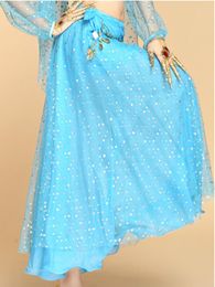 Stage Wear Hip Sequins Tribal Scarf Peafowl Design Wrap Skirt Women Belly Dance Clothes Black Mesh Base Long Fringes