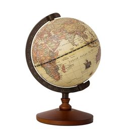 Other Office School Supplies 22cm World Globe Earth Map In English Retro Wooden Base Instrument Geography Education Desk Decoration Furniture 230816