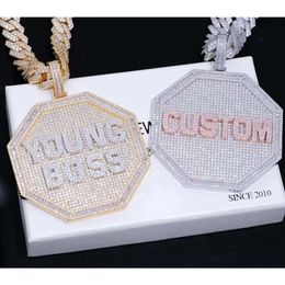 Hip Hop Jewellery Custom Letter Pendant Sterling Sier Vvs Moissanite Diamond Iced Out Name Initial Pendant