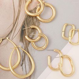 Hoop Earrings Exquisite Smooth Open C Shape Chunky For Women 18K Gold Plated Huggie Ear Hoops Punk Jewellery Stylish Bijoux