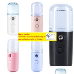 Other Festive Party Supplies Nano Facial Sprayer Summer Favours 30Ml Visual Water Tank Portable Face Steamer Mini Usb Mister For La Dhnwy LL