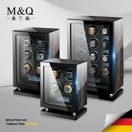 Watch Winders Mechanical Automatic Watch Winder Luxury Fingerprint Wood Watch Safe Box Touch Control and Interior Backlight Watches Storage 230816