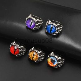 Band Rings Gothic Colorful Evil Eye Rings For Men Women Personality Demon Claws Ring Punk Fashion Male Ring Jewelry Club Accessories Gifts J230817