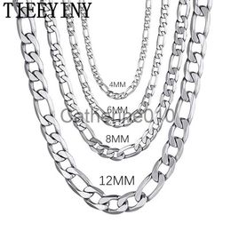 Pendant Necklaces TIEEYINY Men's 925 SterlSilver 4MM/6MM/8MM/12MM Figaro Chain Necklace 16-30 Inch Fashion High End Necklace Jewellery Gifts J230817