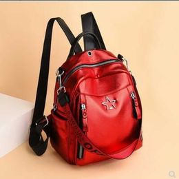 Backpack Women's 2021 New Soft Leather Fashion Korean Edition Versatile Fashion Bag Soft Leather Women's Pure Leather Small Backpack 230817