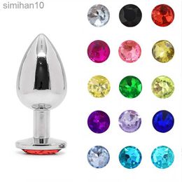 Anal Toys 3 Size of Metal Anal Plug with Colourful Diamond Stainless Steel Sex Toys SM Products HKD230816