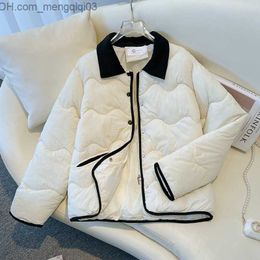 Women's Down Parkas CRRIFLZ New Women's Autumn/Winter Solid Colour Decal Button Women's Fashion Elegant Short Warm Coat Z230817