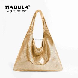 Hobo MABULA Triangle Shape Sparkle Sequin Hobo Evening Purse for Women 2023 Brand Chic Shoulder Bag Metal Mesh Top Handle Handbag HKD230817
