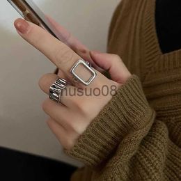 Band Rings Silver Color Metal Rings Set New Trend Vintage Elegant Irregular Hollow Branches Adjustable Rings for Women Fine Party Jewelry J230817