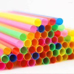 Disposable Cups Straws 100PCS Colourful Plastic Large Drinking For Pearl Bubble Milk Tea Smoothie Drink Party Supplies Bar Accessories