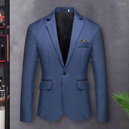 Men's Suits Black White Stitching Suit Jacket Men Lightweight Elegant Slim Fit Lapel Coat With Pockets For Business Wedding Party