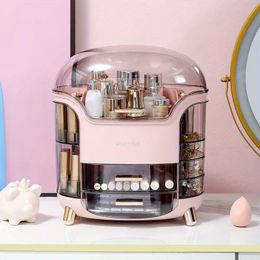 1pc Large Transparent Cosmetic Storage Box - Portable Makeup Case for Countertop, Bathroom, and Dressing Table - Dustproof and Organises Skin Care Products