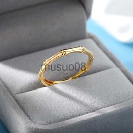 Band Rings Stainless Steel Bamboo Joint Rings For Women Men Gold Colour Adjustable Male Female Engagement Wedding Ring Jewellery Free Shipping J230817