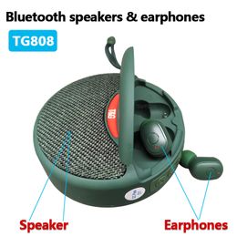 Microphones TG808 Mini Wireless Bluetooth S er Earphone Two in one TWS Subwoofer Stereo Hands free Multi function Headphone 230816