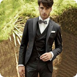 Men's Suits Black Classic Men For Wedding Double Breasted Vest Peaked Lapel Slim Fit Groom Tuxedo 3Piece Terno Masculino Costume Homme