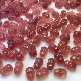 Loose Gemstones 1 Pc Fengbaowu Natural Red Strawberry Quartz Jewellery Making For Pendant Bracelet Crystal Carved Animal DIY