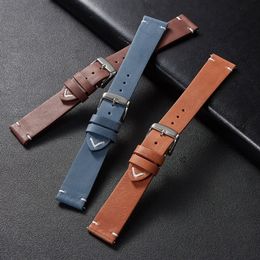 Watch Bands Retro First Layer Cowhide Watch Strap 18mm 20mm 22mm Soft Genuine Leather Quick Release Matte Watchband for Smart Watch 230817