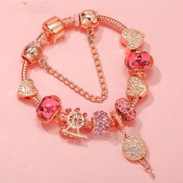 Strand Pink Jewellery Sweet Glass Diy Beaded Original Bracelet Girls Butterfly Ferris Wheel Accessories Gift