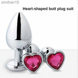 Anal Toys Prostate Massager Dildo 3 Size Anal Plug Heart Stainless Steel Crystal Plug Anal Butt Stimulator Sex Toys for Women Bdsm Slave HKD230816
