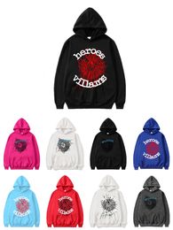 Men's Hoodies Sweatshirts 2023 Fashion New Men Hoodie Designer Sp5der Web Casual Pentagram Spider Print Women Loose Coat Pullover Sweater Red Hooded Heroes Hoodies