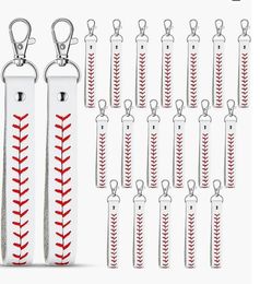 Collectable PU Baseball Seamed Leather Keychain Wristlet Strap Baseball Keychain for Boys Girls Sports Gifts Men Women's Purse Bag Wallet Handbag