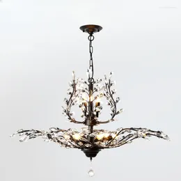 Chandeliers Vintage Industrial Crystal Pendant Hanging Lighting For Home Living Dining Room Loft Foyer Ceiling Lamps