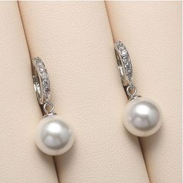 Hoop Earrings Fashion Cute Pearl Inlaid Zircon Jewelry For Women Wedding Gift