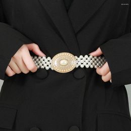 Belts Adjustable Retro Fashion Diamond Skirt Dress Butterfly Women Waist Belt Metal Buckle Female Waistband Pearl