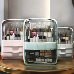 1pc Large-Capacity Cosmetic Storage Box, Dust-Proof Makeup Organiser With Lid, Transparent Storage And Finishing Box, Skin Care Products Storage Cabinet,