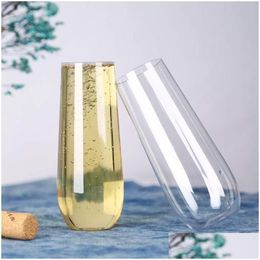 Disposable Dinnerware Plastic Wine Party White Champagne Coupes Cocktail Glass Flutes Cup 1/10/20 Piece Drop Delivery Home Garden Ki Oteif
