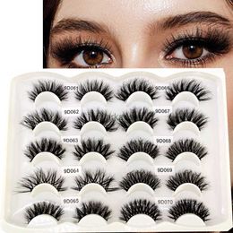 False Eyelashes NEW 10pairs Short Natural Mink False Eyelashes Cross Dense Handmade Cotton Stalk Eye Lashes Date Make-up Mink Fake Eyelashes HKD230817