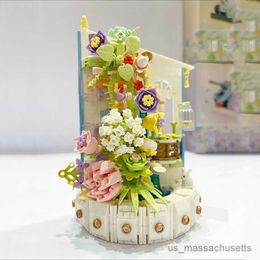 Blocks Creative 632PCS Mini Flower House Lighting Building Blocks Succulents Bouquet Home Decor B Children Toy Gift For Girl Adult R230817