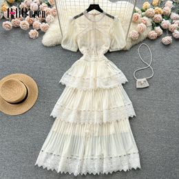 Casual Dresses Self Portrait Summer Women Vintage Sexy Puff Sleeve Lace Dress Elegant Cascading Layers Ball Gown Maxi Party Vestidos