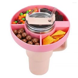 Plates Beverage Cup Top Snack Plate Holder Portable Tray 3-compartment Tumbler For Outdoor