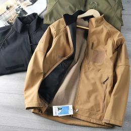 Men's Jackets Autumn Winter Jacket Outdoor Soft Shell Plush Thermal Urban Leisure Windproof Waterproof Pizex Coat 230816