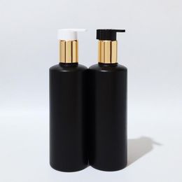 Storage Bottles 20pc 300ml Empty Refillable HDPE Black With Gold Collar Pump Cosmetic Containers Shampoo Shower Gel Liquid Soap Bottle