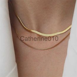 Pendant Necklaces Fashion Multilayer Snake Chain Necklaces For Women Gold Colour Herringbone Choker Clavicle Neck Chains 2023 Trendy Jewellery Gifts J230817