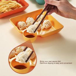 Plates Dumpling Plate With Vinegar Plastic PP Tableware Separated Divided Tray Household Friut