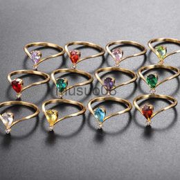 Band Rings Size 6 7 8 Birth Month Stone Rings For Women Colorful Zircon Band Anniversary Ring Finger Accessories Jewelry Girl Birthday Gift J230817