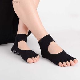 Cotton sports yoga socks five-fingered socks glued at the bottom non-slip backless open-toed women's split-toe socks