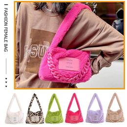 Evening Bags Women Top Handle Bag Y2K Plush Hobo with Zipper Pillow Shoulder Soft Female Winter Daily 230817