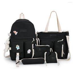 School Bags 5pcs Set Multiple Pockets Backpack Japanese High For Students Teens Girls Cute Kawaii Women Mochilas