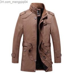 Men's Jackets Men's PU leather jacket ultra-thin fitting Coats street clothing men's jacket leather set retro long plush casual jacket Z230817