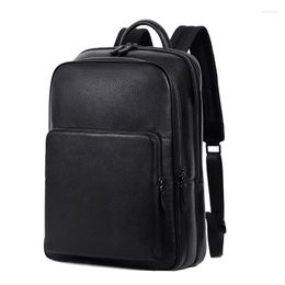 Backpack Men Women Backpacks First Layer Cowhide Leisure Business Travel Large Capacity Laptop Bag Unisex Real Leather Schoolbag