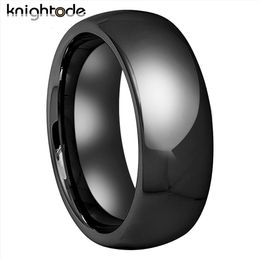 Band Rings 8mm Men Ring Black Tungsten Carbide Engagement Rings 6mm Women Fashion Wedding Band Jewellery Gift Dome Polished Shiny 230816