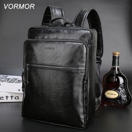 School Bags VORMOR Brand Waterproof 156 Inch Laptop Backpack Men PU Leather Backpacks For Teenager Casual Daypacks Mochila Male 230817