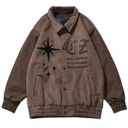 Men's Jackets Vintage Varsity Jacket Men Loose Lapel Pilot Bomber Baseball Coats Autumn Embroidery Return Woman Coat Hip Hop Streetwear 230816