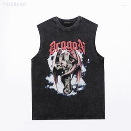 Men's Tank Tops 2023 Men Fashion Top Teenagers Dark Souls Print Punk Casual Loose Sleeveless Shirt